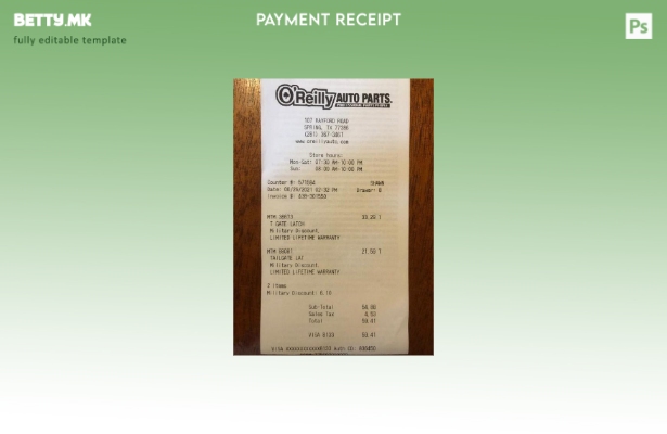 Модерен стил на САД О'Рајли шаблон потврда за плаќање на автоделови